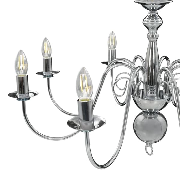 vidaXL Ljuskrona, Silver, 8 E14-lampor