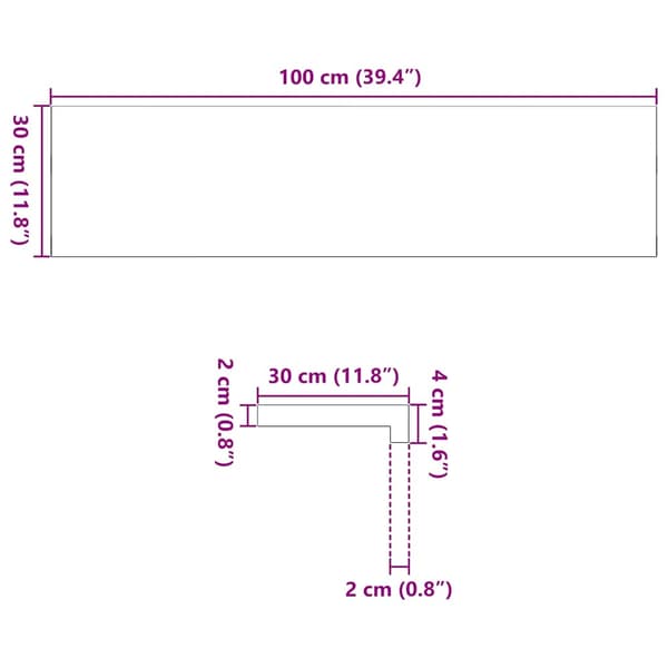 vidaXL vindueskarme 2 stk., ubehandlede, 100x30x2 cm, massivt egetræ