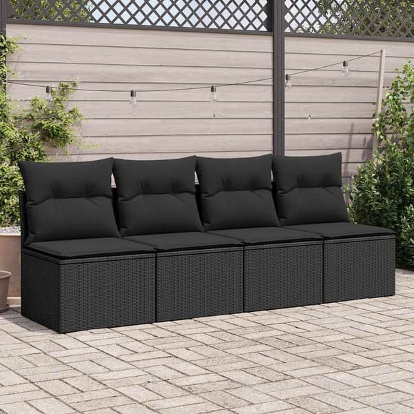 vidaXL 2-delt sofasæt med hynder, sort, polyrattan og akacie