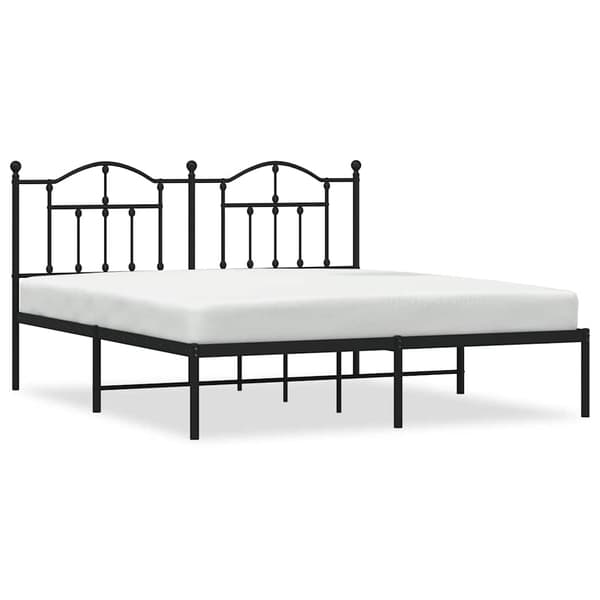 vidaXL metalsengestel med hovedgærde sort 160x200 cm