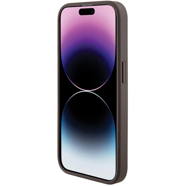 Guess Grip Stand 4G Triangle Strass-cover til iPhone 15 Pro, brun