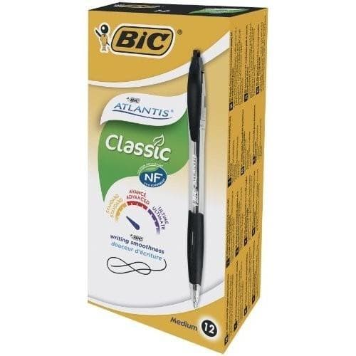 Atlantis Classic kuglepen sort (12 stk.) BIC