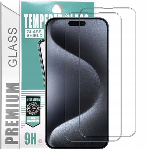 2x PremiumGlass 9H härdat glas för iPhone 15 Pro