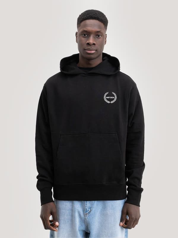 Miesten oversize-huppari musta Method Mini Laurel-logolla M