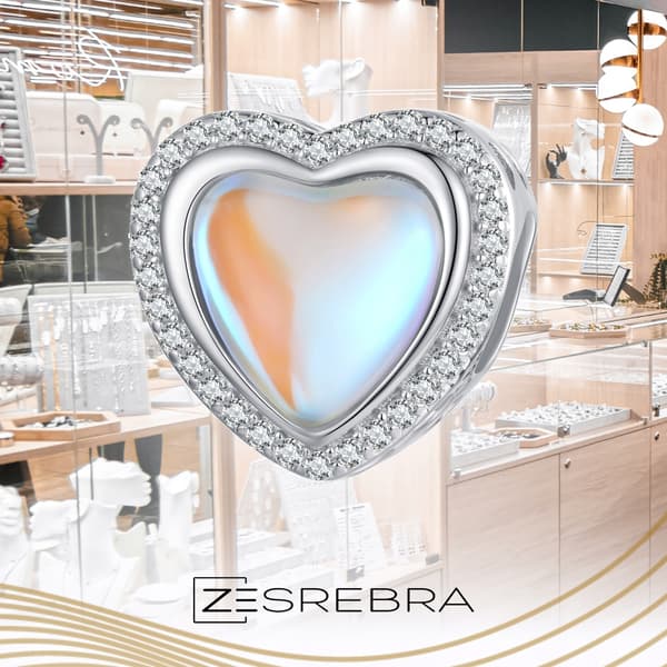 Opal hjärtberlocker silver 925 kärlekshänge pärlberlocker pr. S925