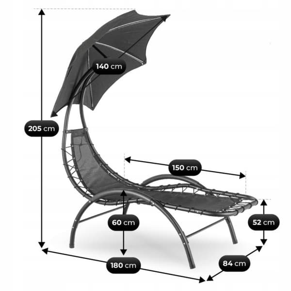 CARPA Sort haveliggestol med parasol