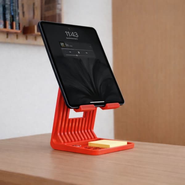 Rød iPad tablet-stativ, bordstativ med kabelgennemføring