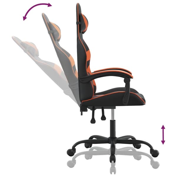 vidaXL gamingstol, sort og orange, kunstlæder