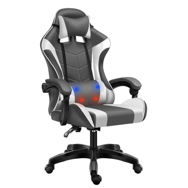 Game Extreme gamingstol, ekoläder, grå och vit, FG-018