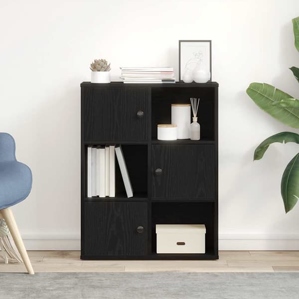 vidaXL hylde, sort, 60x24x76,5 cm, træbaseret materiale