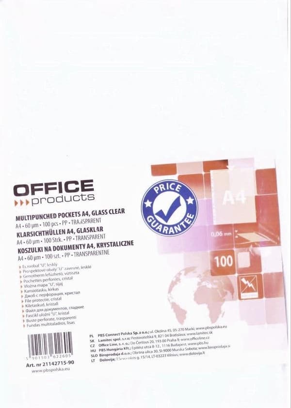 A4 PP krystallommer 60 mikron 100 stk