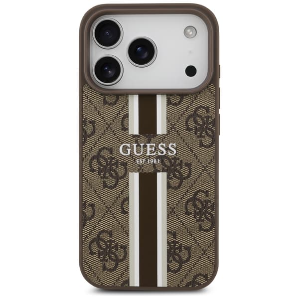 Guess 4G Printed Stripes MagSafe-etui til iPhone 17 Pro brunt