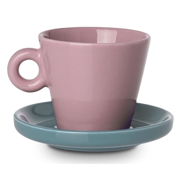 Echo 100 ml pink espressokop med turkis underkop