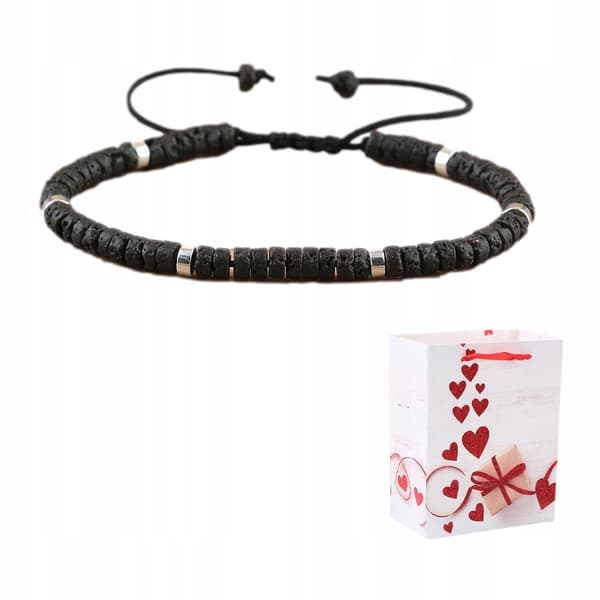 Armbandspärlor Natursten Vulkansten 2x4 mm Justerbar