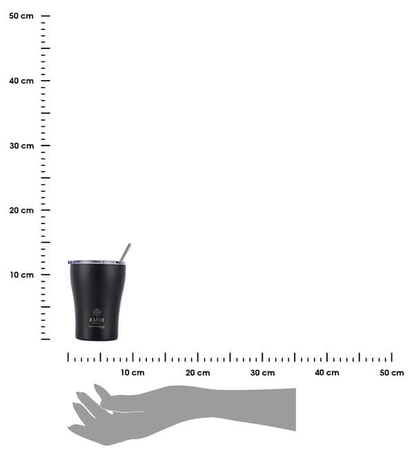 Midnattssvart 350 ml termosmugg med sugrör