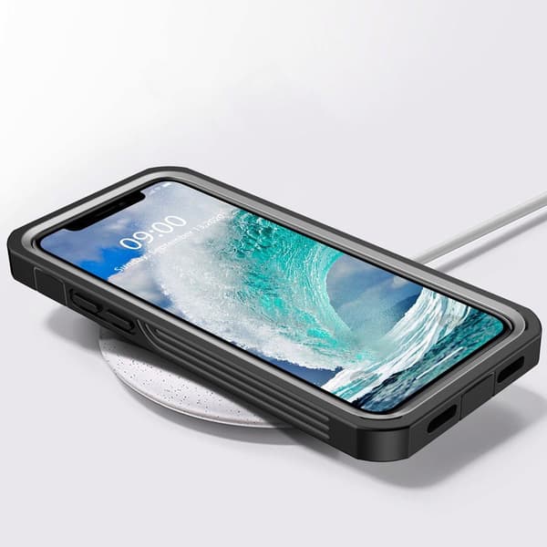 Etui til iPhone 12/12 Pro, stødsikker, med folie, sort