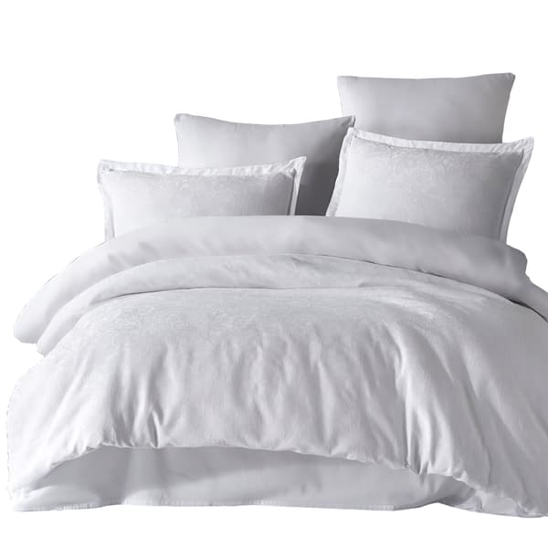 Bäddset 220x200 BOMULL satin jacquard blommönster Vienna vit