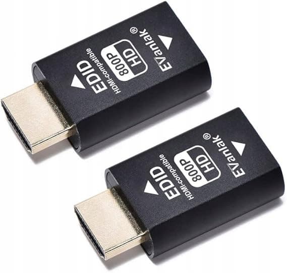 EVanlak 3. generations HDMI-emulator Edid-sæt 2x HDMI-adapter Dummy-stik Full HD