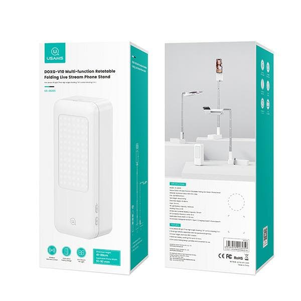 Multifunktionel telefonholder med LED-lampe, hvid