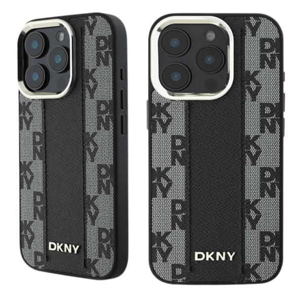 DKNY Magsafe-etui med ternet mønster til iPhone 16 Pro Max, sort