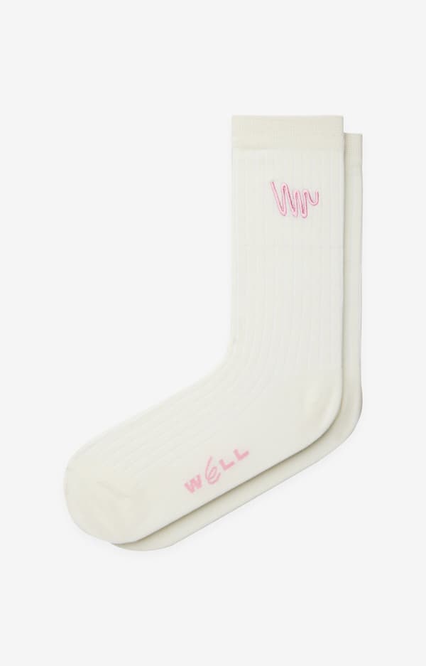 Ribbade strumpor med broderi 42-43
