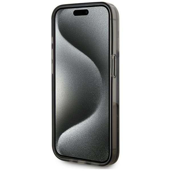 Karl Lagerfeld Liquide Glitter Monogram Gradient Cover til iPhone 15 Pro Max Sort