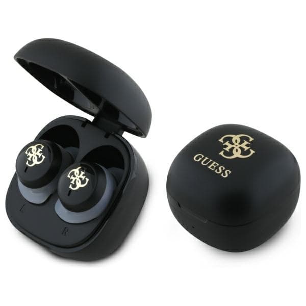 Guess Bluetooth-hovedtelefoner GUTWSJ144ESK TWS + dockingstation sort/sort Iriserende 4G-trykt logo
