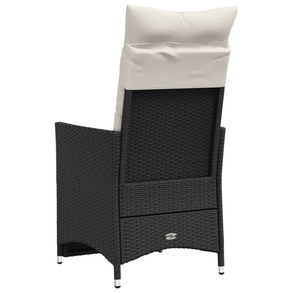 vidaXL havestol med hynder, sort polyrattan