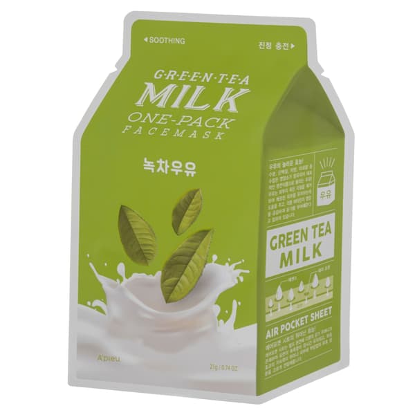 A'Pieu Grönt te-mjölk, ettpack, ansiktsmask