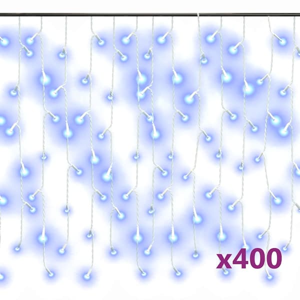 vidaXL Istappsljusridå, 10 m, 400 blå lysdioder