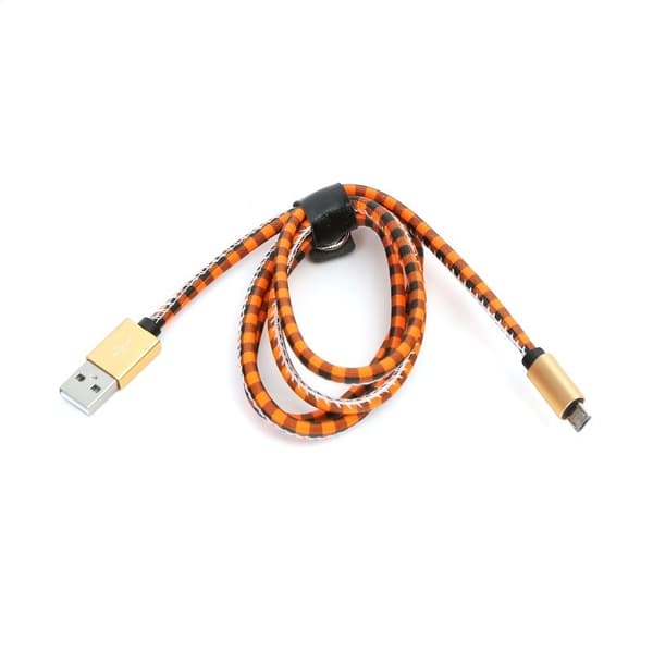 PLATINET MAMBA MICRO USB TIL USB LÆDERKABEL MED TERNET 2,4A 1M ORANGE [43325]