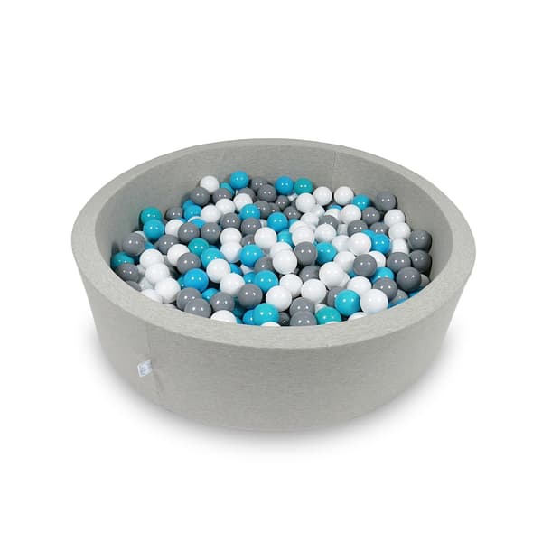 Tør pool 110x30cm lysegrå med 400 bolde: blå, hvid, grå