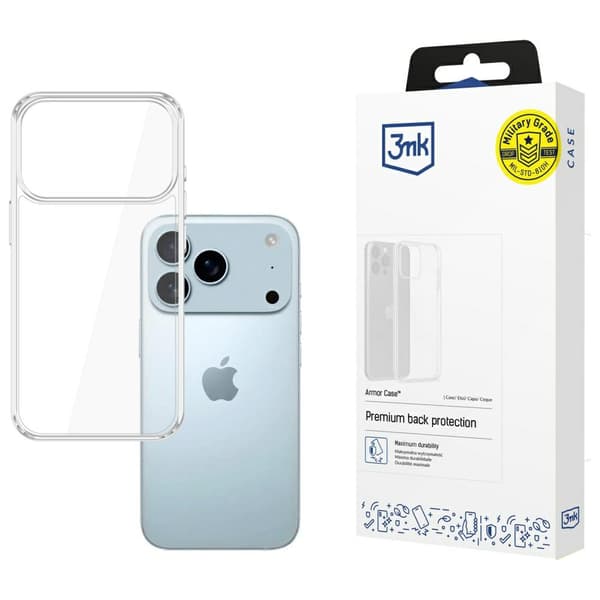3MK Armor -kotelo iPhone 17 Pro Maxille, läpinäkyvä