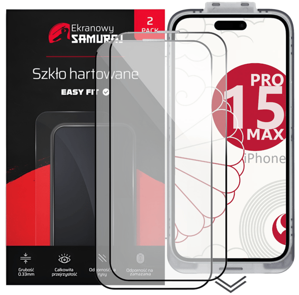 Nytt Screen Samurai Privacy Glass för Apple iPhone 15 Pro Max med Easy Fit-ram | 2-pack