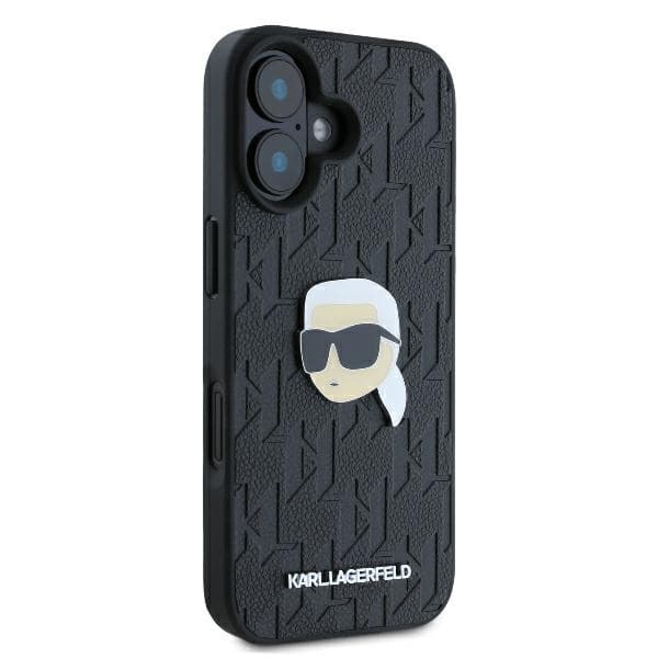 Karl Lagerfeld Monogram Karl Head Pin-cover til iPhone 16, Sort
