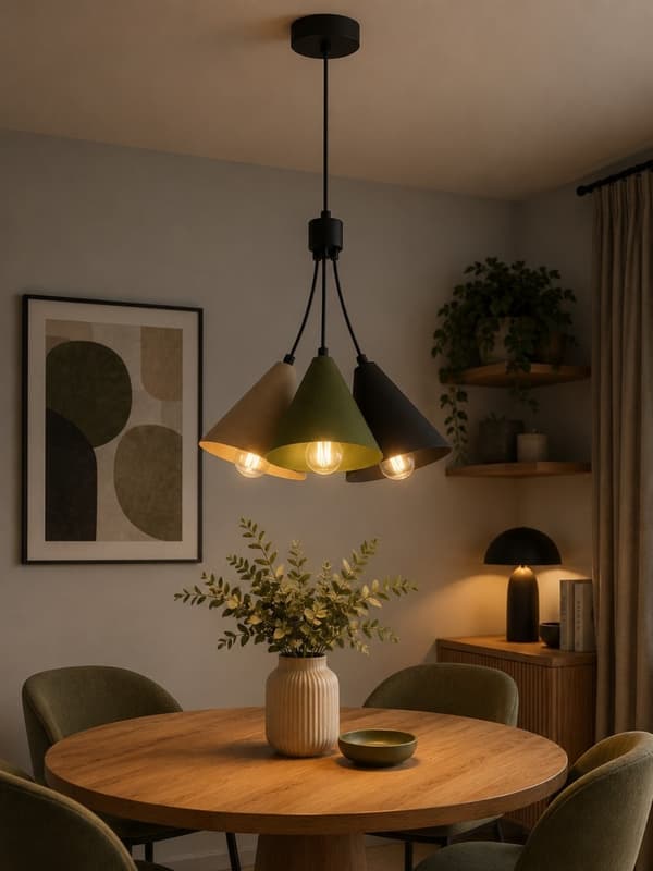 Hængelampe 3xE27 Sora Latte/Khaki/Sort