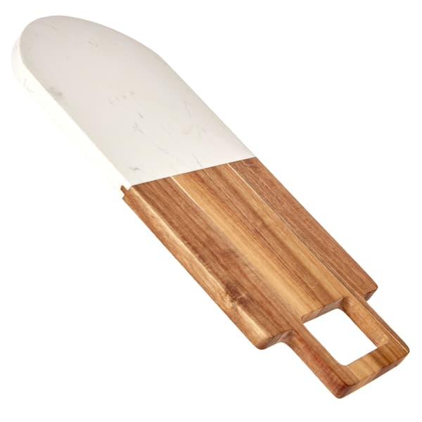 Vit marmor skärbräda med handtag 38x18 cm