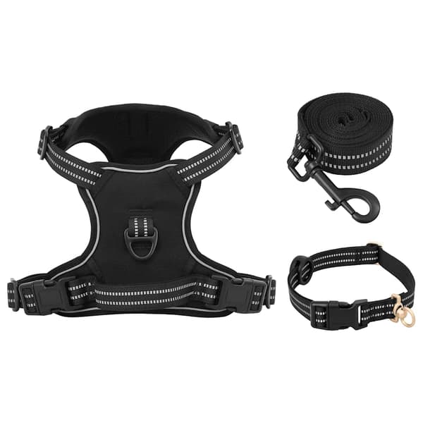 vidaXL justerbar hundesele, sort, M