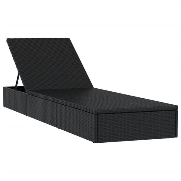 vidaXL liggestol med bord, 1 stk., sort, polyrattan