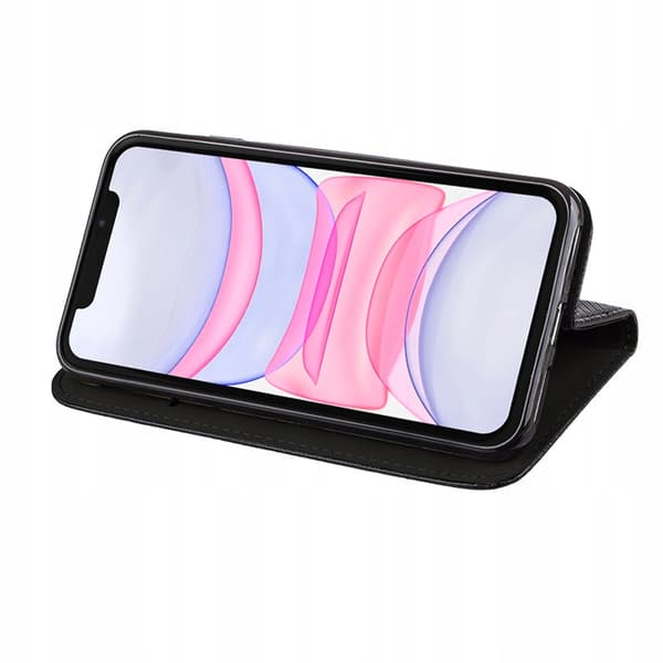 Etui til IPHONE 11 SMART MAGNET BOOKETUIL PUNG SORT + GLAS