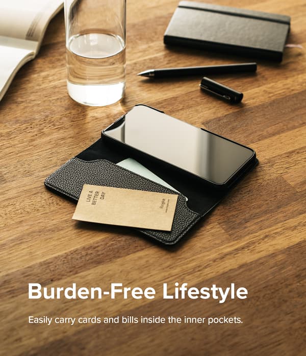 Læder Flip-etui til Galaxy S22+ Folio Signature Sort