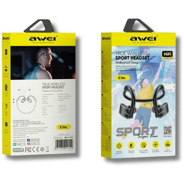 AWEI E1BL Trådlösa Bluetooth Sporthörlurar Svarta