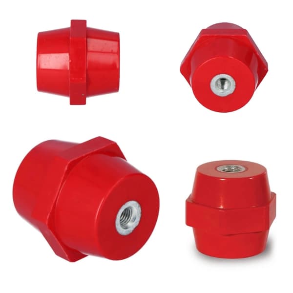 M8 Rød Polyester Sekskantet Stolpeisolator 600V 1 stk.