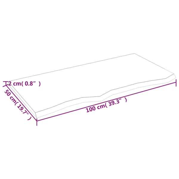 vidaXL bordplade 100x50x2 cm ubehandlet egetræ
