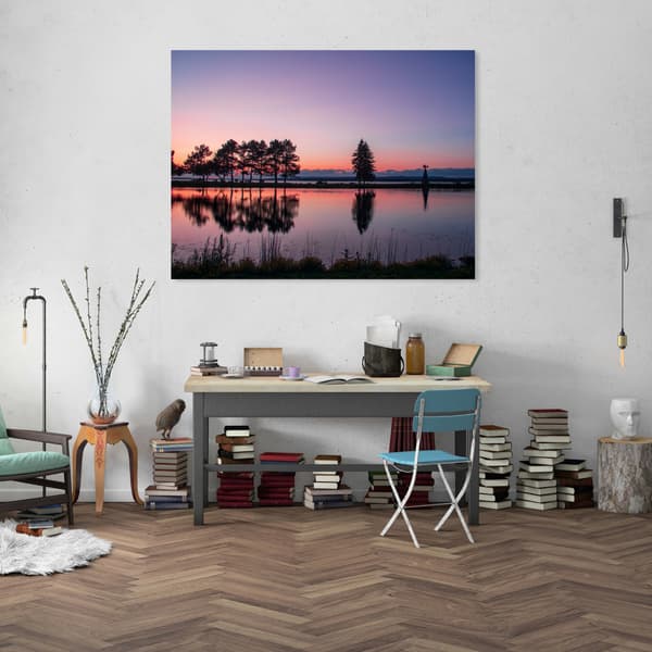 Canvastavla Solnedgång över vattnet 120x60 cm