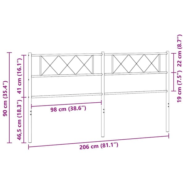 vidaXL metalsengegavl, hvid, 200 cm