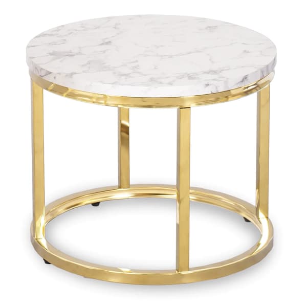OLIS Soffbordsset 43 cm/53 cm vitguldmarmor glamoröst vardagsrum