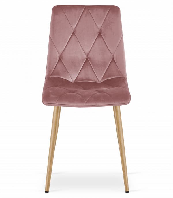 LIBRA stol - pink velour / træfarvede ben x 4