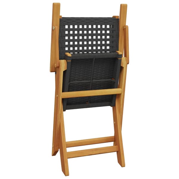 vidaXL foldbare havestole, sæt med 4, sort polyrattan og træ
