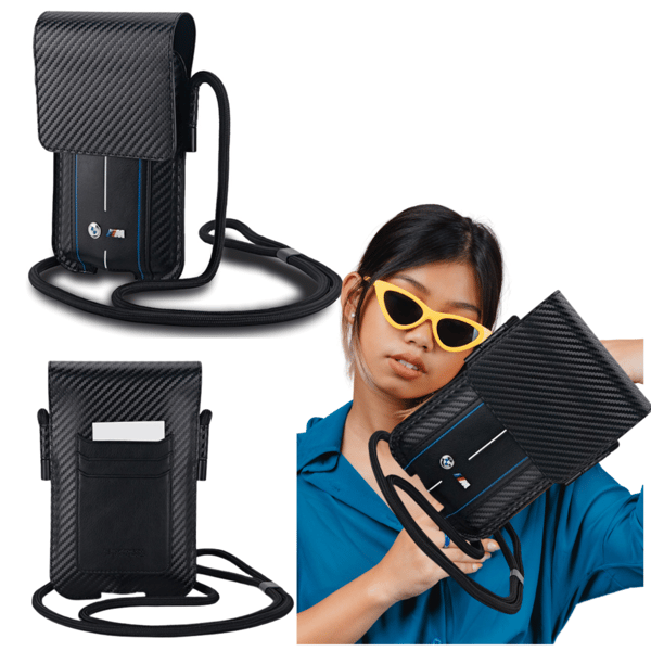 BMW Carbon Blue Stripes Pungtaske, Sort